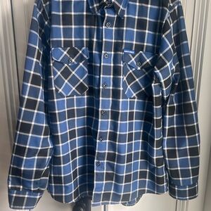 Dixxon Men’s Large Grey Daze Blue Plaid Men's Button-Up Shirt